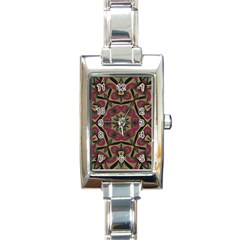 Mandala Rosette Pattern Kaleidoscope Abstract Rectangle Italian Charm Watch by Jancukart