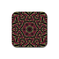 Mandala Rosette Pattern Kaleidoscope Abstract Rubber Square Coaster (4 Pack)