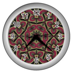 Mandala Rosette Pattern Kaleidoscope Abstract Wall Clock (silver)