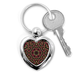 Mandala Rosette Pattern Kaleidoscope Abstract Key Chain (heart)