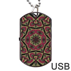 Mandala Rosette Pattern Kaleidoscope Abstract Dog Tag Usb Flash (one Side)