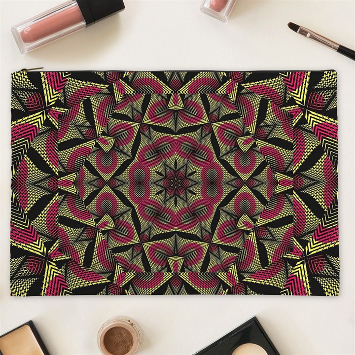 Mandala Rosette Pattern Kaleidoscope Abstract Cosmetic Bag (XXL)