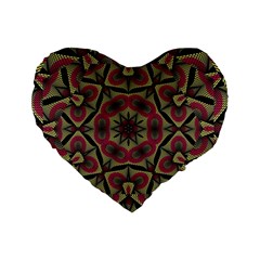 Mandala Rosette Pattern Kaleidoscope Abstract Standard 16  Premium Heart Shape Cushions