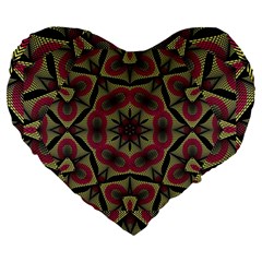 Mandala Rosette Pattern Kaleidoscope Abstract Large 19  Premium Heart Shape Cushions by Jancukart