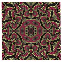 Mandala Rosette Pattern Kaleidoscope Abstract Wooden Puzzle Square by Jancukart