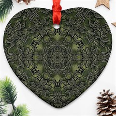 Mandala Rosette Kaleidoscope Floral Background Ornament (heart)