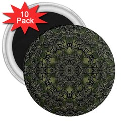 Mandala Rosette Kaleidoscope Floral Background 3  Magnets (10 Pack)  by Jancukart