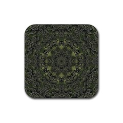 Mandala Rosette Kaleidoscope Floral Background Rubber Coaster (square) by Jancukart