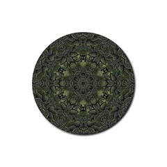 Mandala Rosette Kaleidoscope Floral Background Rubber Coaster (round) by Jancukart