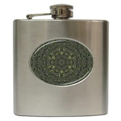 Mandala Rosette Kaleidoscope Floral Background Hip Flask (6 Oz)