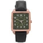 Mandala Rosette Kaleidoscope Floral Background Rose Gold Leather Watch  Front