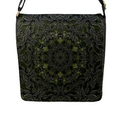 Mandala Rosette Kaleidoscope Floral Background Flap Closure Messenger Bag (l)