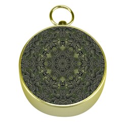 Mandala Rosette Kaleidoscope Floral Background Gold Compasses by Jancukart