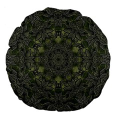 Mandala Rosette Kaleidoscope Floral Background Large 18  Premium Flano Round Cushions by Jancukart