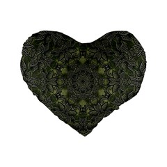 Mandala Rosette Kaleidoscope Floral Background Standard 16  Premium Flano Heart Shape Cushions by Jancukart