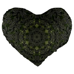 Mandala Rosette Kaleidoscope Floral Background Large 19  Premium Flano Heart Shape Cushions by Jancukart