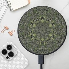 Mandala Rosette Kaleidoscope Floral Background Wireless Fast Charger(black) by Jancukart