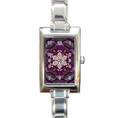 Rosette Kaleidoscope Mosaic Abstract Background Art Rectangle Italian Charm Watch