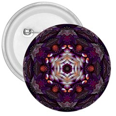 Rosette Kaleidoscope Mosaic Abstract Background Art 3  Buttons by Jancukart