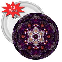 Rosette Kaleidoscope Mosaic Abstract Background Art 3  Buttons (10 Pack)  by Jancukart