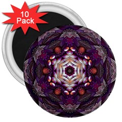 Rosette Kaleidoscope Mosaic Abstract Background Art 3  Magnets (10 Pack) 