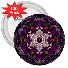 Rosette Kaleidoscope Mosaic Abstract Background Art 3  Buttons (100 Pack)  by Jancukart