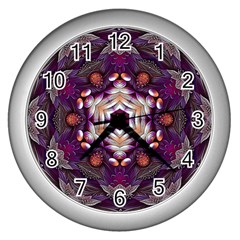 Rosette Kaleidoscope Mosaic Abstract Background Art Wall Clock (silver) by Jancukart