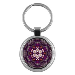 Rosette Kaleidoscope Mosaic Abstract Background Art Key Chain (round)