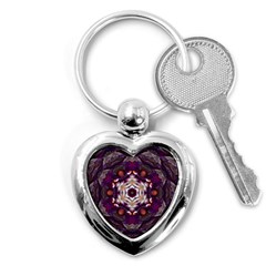 Rosette Kaleidoscope Mosaic Abstract Background Art Key Chain (heart)