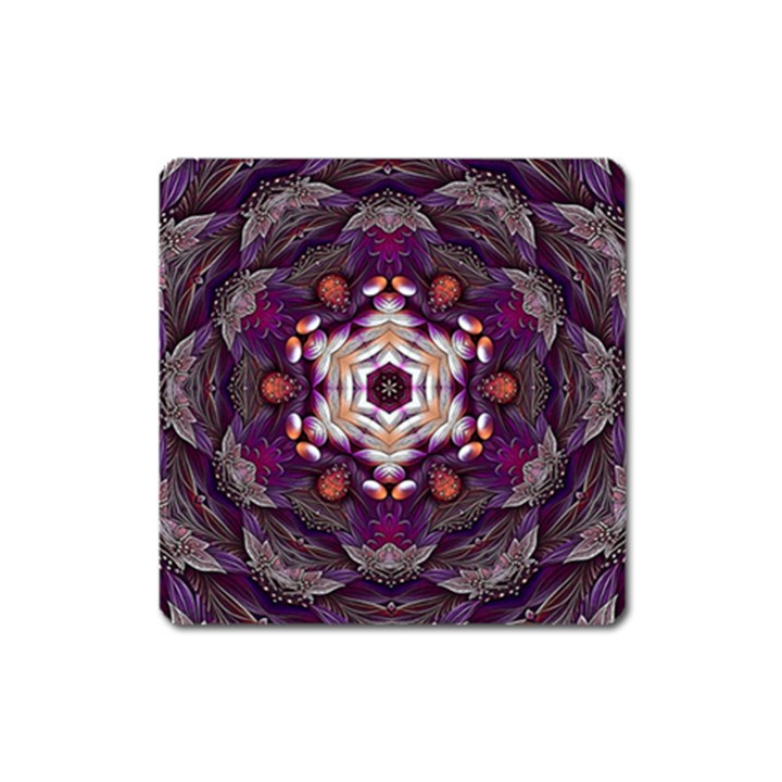 Rosette Kaleidoscope Mosaic Abstract Background Art Square Magnet