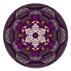 Rosette Kaleidoscope Mosaic Abstract Background Art Magnet 5  (round)