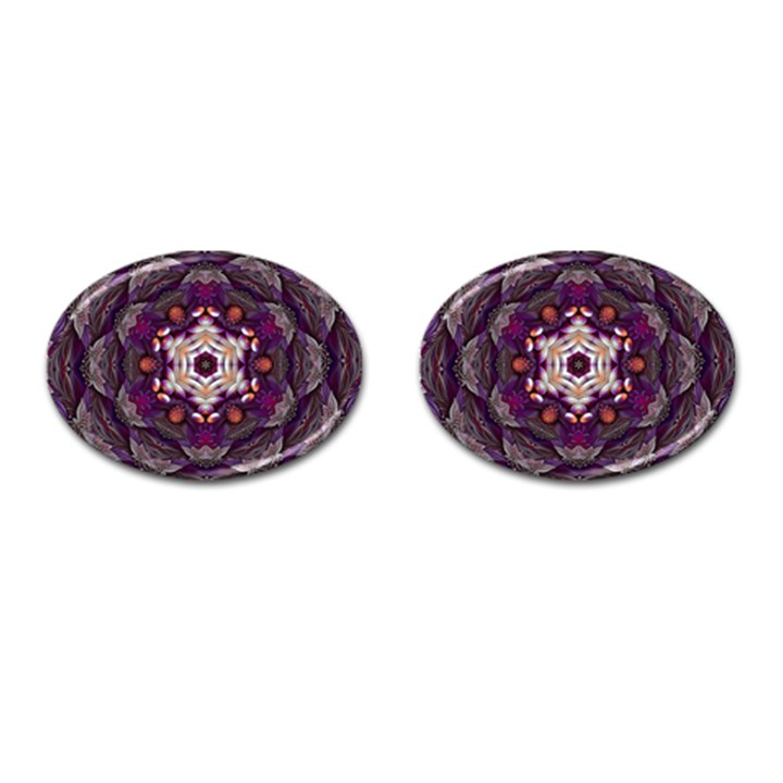 Rosette Kaleidoscope Mosaic Abstract Background Art Cufflinks (Oval)