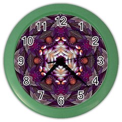 Rosette Kaleidoscope Mosaic Abstract Background Art Color Wall Clock by Jancukart