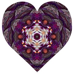 Rosette Kaleidoscope Mosaic Abstract Background Art Wooden Puzzle Heart by Jancukart