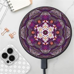 Rosette Kaleidoscope Mosaic Abstract Background Art Wireless Fast Charger(black) by Jancukart