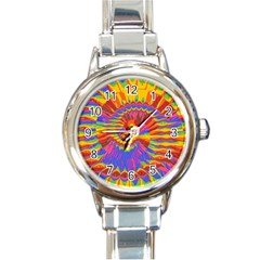 Colorful Spiral Abstract Swirl Twirl Art Pattern Round Italian Charm Watch