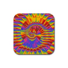 Colorful Spiral Abstract Swirl Twirl Art Pattern Rubber Coaster (square) by Jancukart