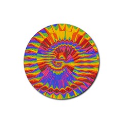 Colorful Spiral Abstract Swirl Twirl Art Pattern Rubber Coaster (round)