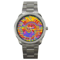 Colorful Spiral Abstract Swirl Twirl Art Pattern Sport Metal Watch