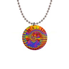 Colorful Spiral Abstract Swirl Twirl Art Pattern 1  Button Necklace