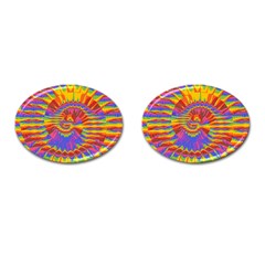 Colorful Spiral Abstract Swirl Twirl Art Pattern Cufflinks (oval) by Jancukart