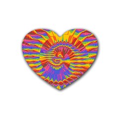 Colorful Spiral Abstract Swirl Twirl Art Pattern Rubber Heart Coaster (4 Pack)