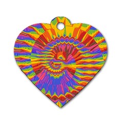 Colorful Spiral Abstract Swirl Twirl Art Pattern Dog Tag Heart (two Sides) by Jancukart