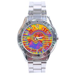 Colorful Spiral Abstract Swirl Twirl Art Pattern Stainless Steel Analogue Watch by Jancukart