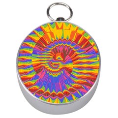 Colorful Spiral Abstract Swirl Twirl Art Pattern Silver Compasses