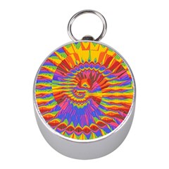 Colorful Spiral Abstract Swirl Twirl Art Pattern Mini Silver Compasses