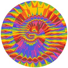 Colorful Spiral Abstract Swirl Twirl Art Pattern Wooden Puzzle Round by Jancukart