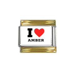 I Love Amber Gold Trim Italian Charm (9mm) by ilovewhateva