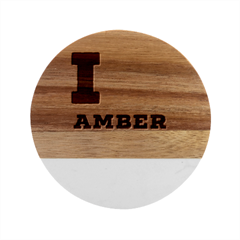 I Love Amber Marble Wood Coaster (round) by ilovewhateva