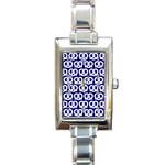 Navy Pretzel Illustrations Pattern Rectangle Italian Charm Watch Front